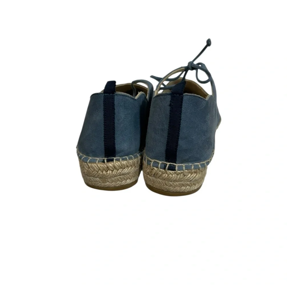 Boden Blue Suede Scalloped Tie Up Isabella Espadrilles Flats Size 42 / US 10.5